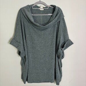 Easel Women's Oversized Cowl Neck Short Sleeve Sweater Size 1X NEW!!